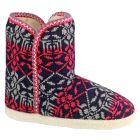 Divaz Ladies Oslo Slip On Patterned Snuggly Bootie Slipper Red
